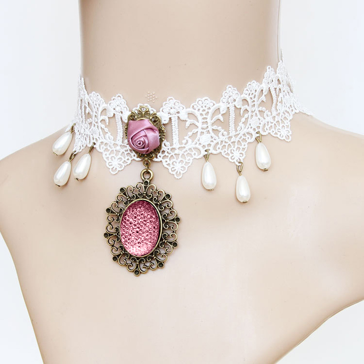 Vintage Style Necklace, New Gothic Necklace, Beaded Necklace, Lace Necklace, Cheap Punk Chocker, Victorian Necklace, #J12062