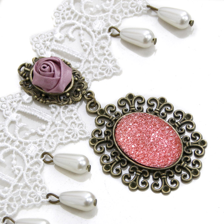 Vintage Style Necklace, New Gothic Necklace, Beaded Necklace, Lace Necklace, Cheap Punk Chocker, Victorian Necklace, #J12062