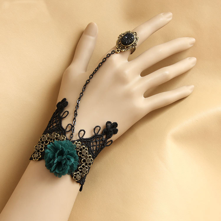 Vintage Bracelet, Gothic Bracelet, Lace Bracelet, Cheap Wristband, Victorian Bracelet, Slave Bracelet, Bracelet with Ring, #J12066