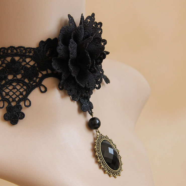 Vintage Style Necklace, New Gothic Necklace, Gem Necklace, Lace Necklace, Cheap Punk Chocker, Victorian Necklace, #J12109