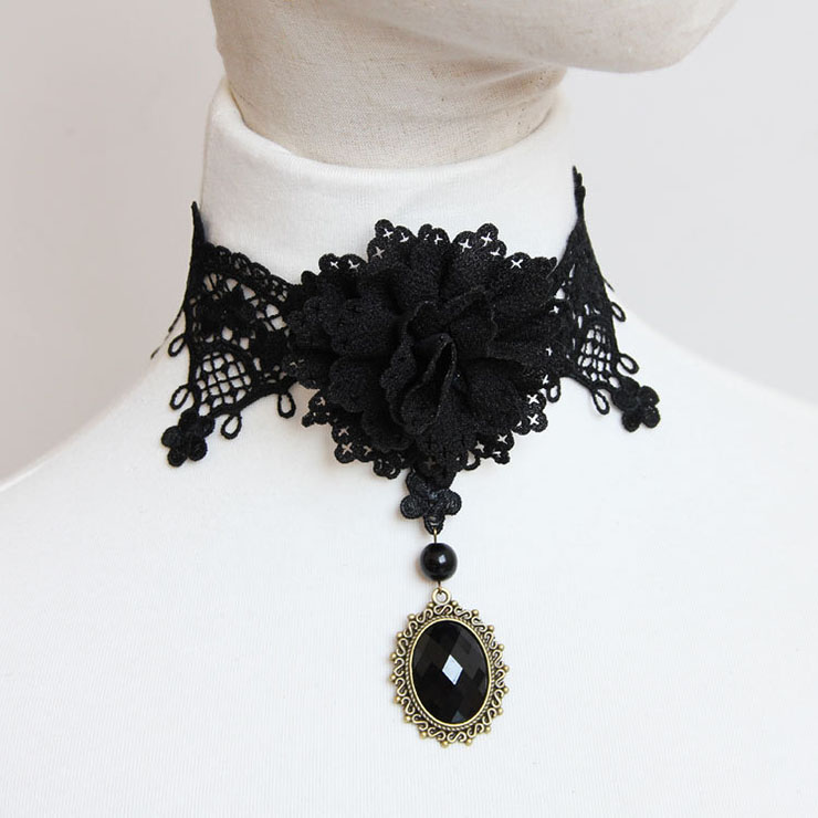 Vintage Style Necklace, New Gothic Necklace, Gem Necklace, Lace Necklace, Cheap Punk Chocker, Victorian Necklace, #J12109