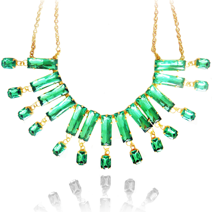 Women's Fashion Green Gem Necklace Lifestyle Accessory J7434