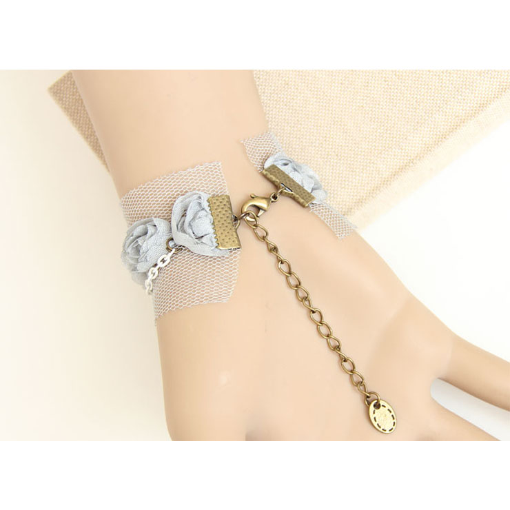 Vintage Bracelet, Gothic Bracelet, Lace Bracelet, Cheap Wristband, Victorian Bracelet, Gothic Bow Bracelet, Vintage Rose Wristband, Bracelet with Ring, #J17773