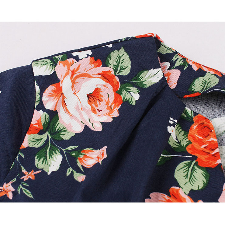 Retro Floral Print Dresses for Women 1960, Vintage 1950