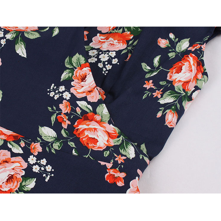 Retro Floral Print Dresses for Women 1960, Vintage 1950