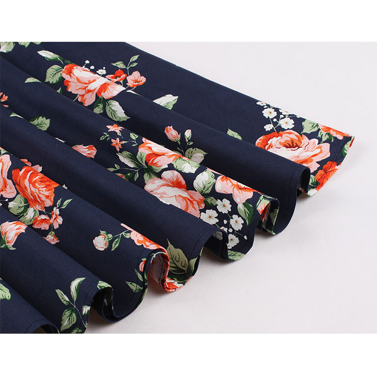 Retro Floral Print Dresses for Women 1960, Vintage 1950