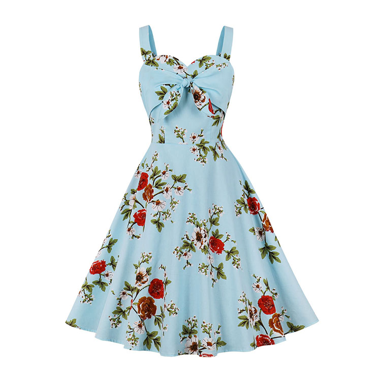 Retro Floral Print Dresses for Women 1960, Vintage Dresses 1950