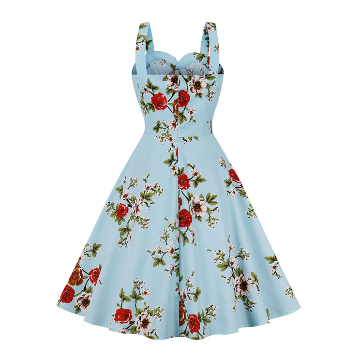 Retro Floral Print Dresses for Women 1960, Vintage Dresses 1950
