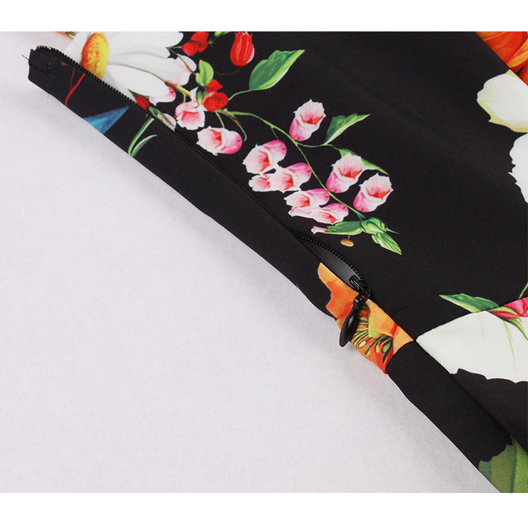 Fashion Floral Print Swing Dress, Vintage Floral Print Cocktail Party Dress, Fashion Casual Office Lady Dress, Sexy Tea Party Dress, Retro Party Dresses for Women 1960, Vintage Dresses 1950