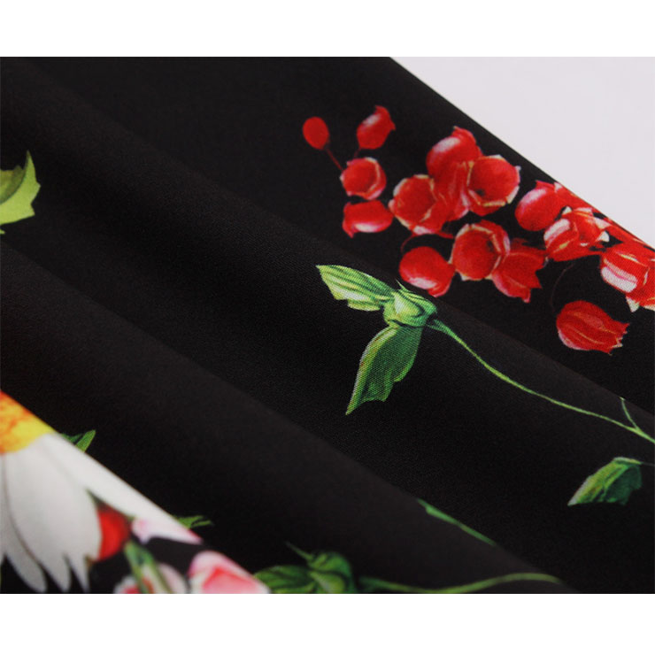 Fashion Floral Print Swing Dress, Vintage Floral Print Cocktail Party Dress, Fashion Casual Office Lady Dress, Sexy Tea Party Dress, Retro Party Dresses for Women 1960, Vintage Dresses 1950