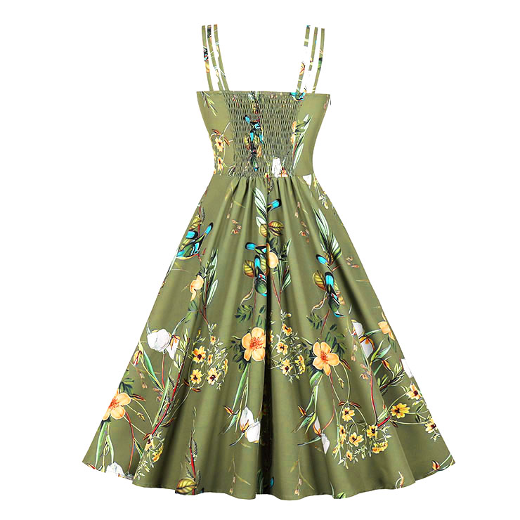 Fashion Floral Print Swing Dress, Vintage Floral Print Cocktail Party Dress, Fashion Casual Office Lady Dress, Sexy Tea Party Dress, Retro Party Dresses for Women 1960, Vintage Dresses 1950