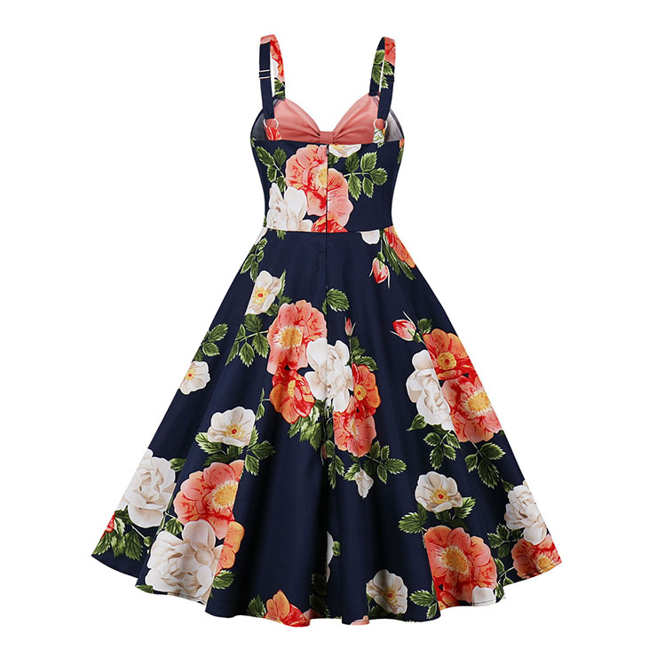 1950s Vintage Sweetheart and Bowknot Bodice Floral Print …