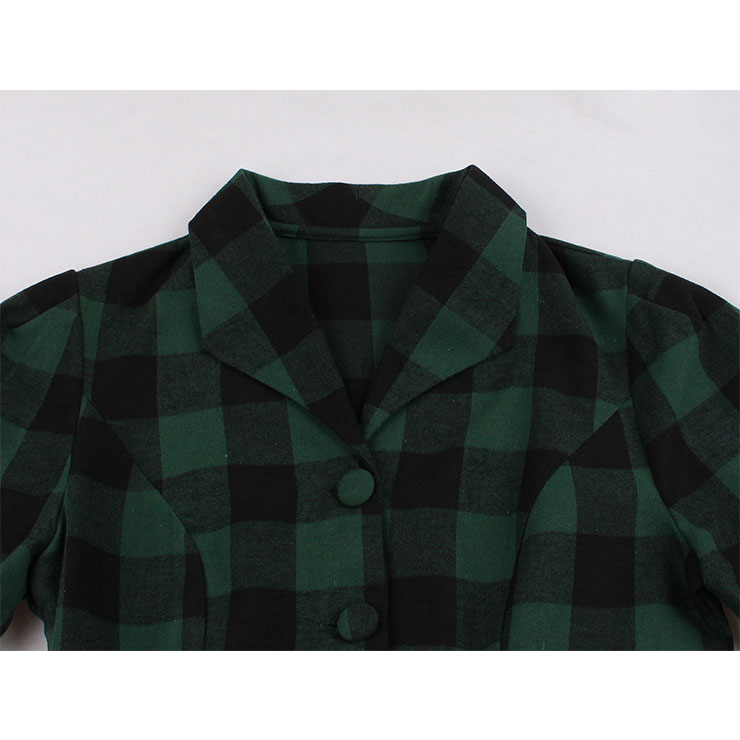 Elegant Checkered Swing Dress, Retro Tartan Dresses for Women 1960, Vintage Dresses 1950