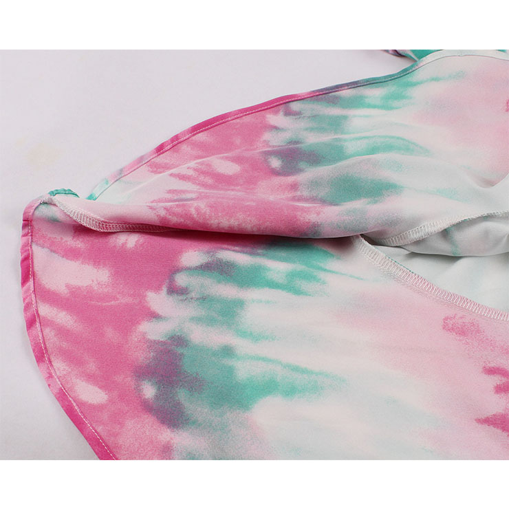 Tie-dye Print Party Dresses, Cute Summer Swing Dress, Contrast Color Tie-dye Print Dresses for Women 1960, Vintage Dresses 1950