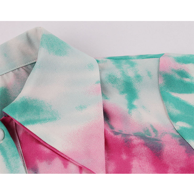 Tie-dye Print Party Dresses, Cute Summer Swing Dress, Contrast Color Tie-dye Print Dresses for Women 1960, Vintage Dresses 1950