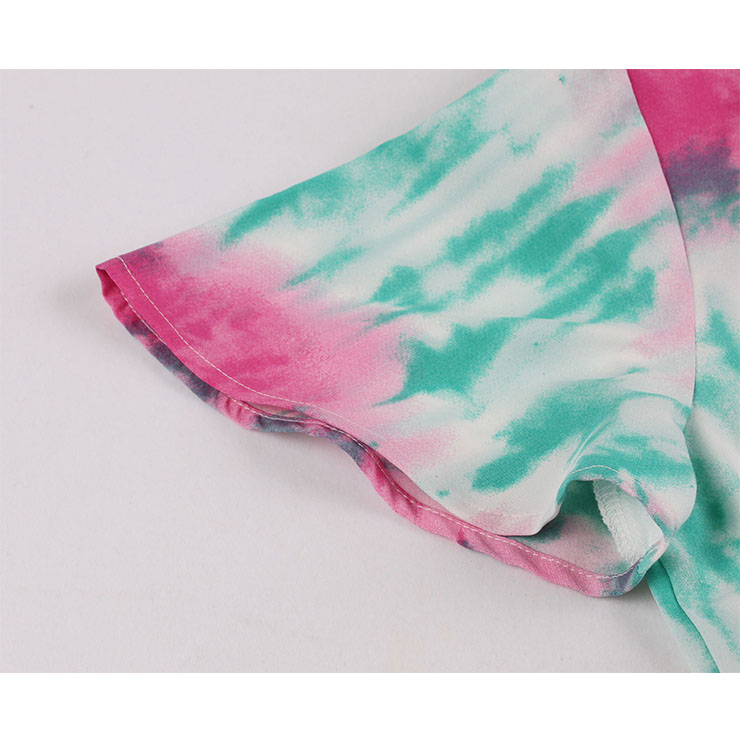 Tie-dye Print Party Dresses, Cute Summer Swing Dress, Contrast Color Tie-dye Print Dresses for Women 1960, Vintage Dresses 1950