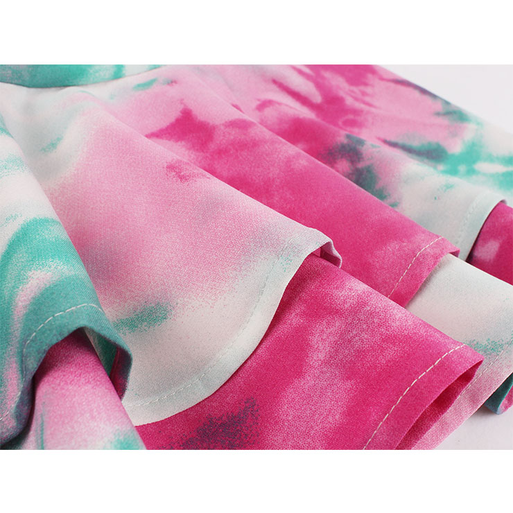 Tie-dye Print Party Dresses, Cute Summer Swing Dress, Contrast Color Tie-dye Print Dresses for Women 1960, Vintage Dresses 1950
