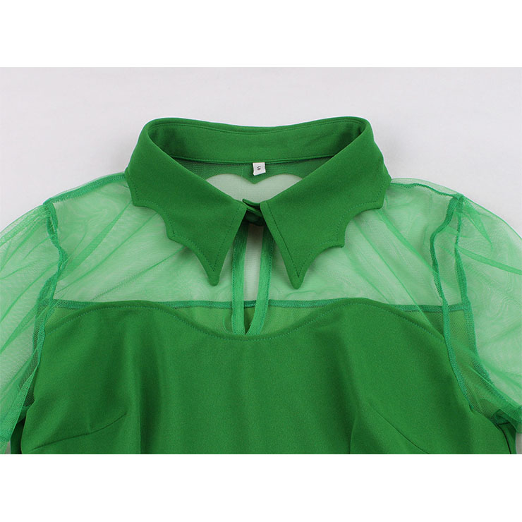 Vampire Green Dress, Gothic Dresses for Women, Cocktail Party Dress, Halloween Party Dress, Vintage Flare Sleeve Swing Dresses, A-line Cocktail Party Swing Dresses, Halloween Vampire Dress, V Neck Vintage Day Dress, Vintage Summer Dress, #N18812