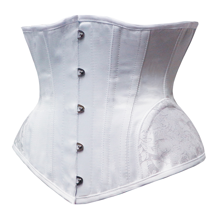 Cheap Corset for Womens, Waist Cincher Corset, Steel Boned Corset, White Underbust Corset, Brocade Underbust Corset, Women