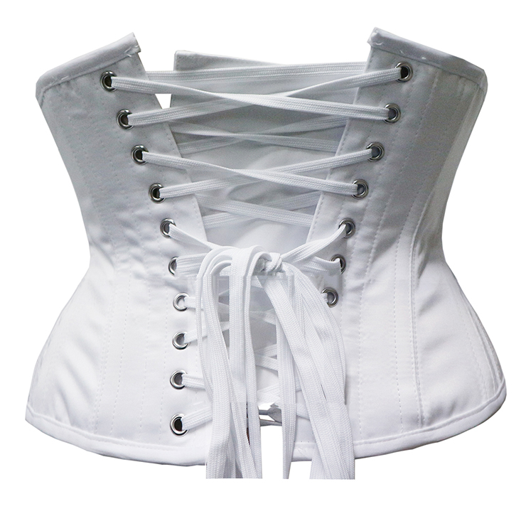 Cheap Corset for Womens, Waist Cincher Corset, Steel Boned Corset, White Underbust Corset, Brocade Underbust Corset, Women