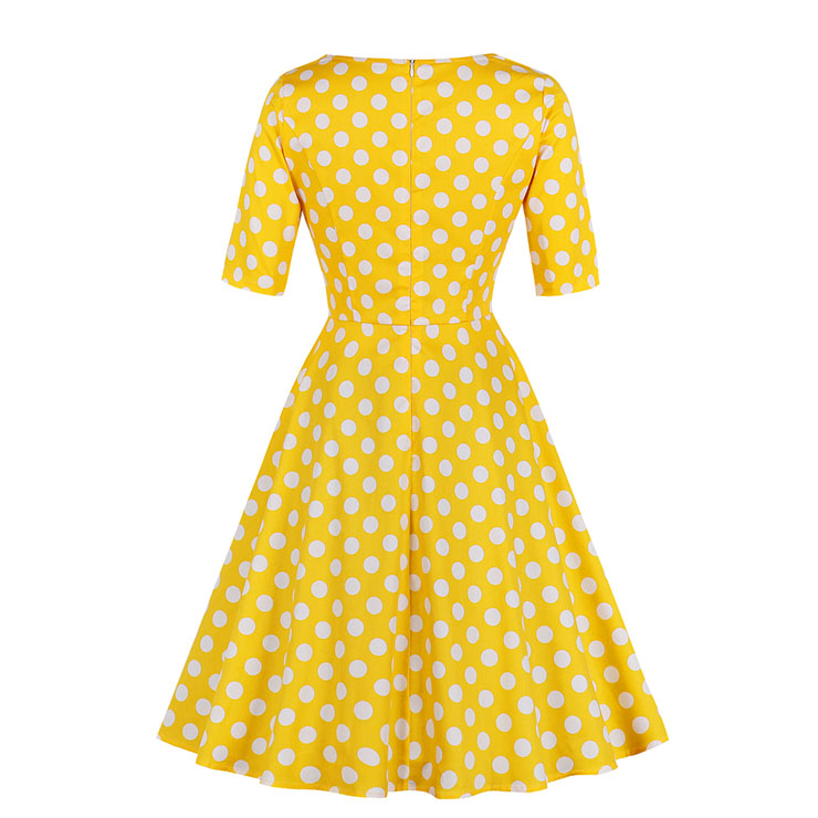 Vintage Dresses for Women, Cocktail Party Dress, Vintage Short Sleeves Swing Dresses, A-line Cocktail Party Swing Dresses, Fahion Floral Print Vintage Dress, V Neck Vintage Day Dress, #N17932