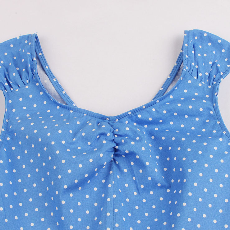 Vintage Dresses for Women, Cocktail Party Dress, Vintage Sleeveless Swing Dresses, A-line Cocktail Party Swing Dresses, Polka Dot Print Vintage Dress, V Neck Vintage Day Dress, #N17420