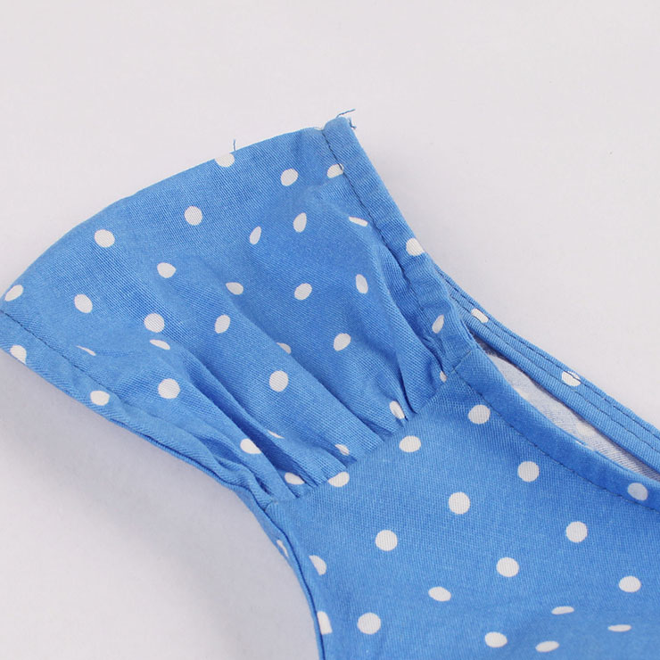 Vintage Dresses for Women, Cocktail Party Dress, Vintage Sleeveless Swing Dresses, A-line Cocktail Party Swing Dresses, Polka Dot Print Vintage Dress, V Neck Vintage Day Dress, #N17420