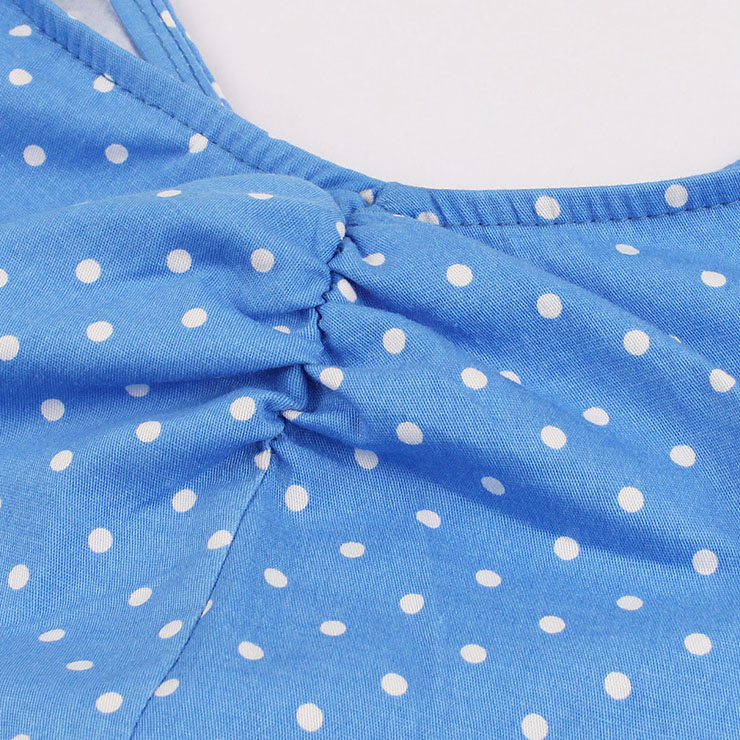 Vintage Dresses for Women, Cocktail Party Dress, Vintage Sleeveless Swing Dresses, A-line Cocktail Party Swing Dresses, Polka Dot Print Vintage Dress, V Neck Vintage Day Dress, #N17420