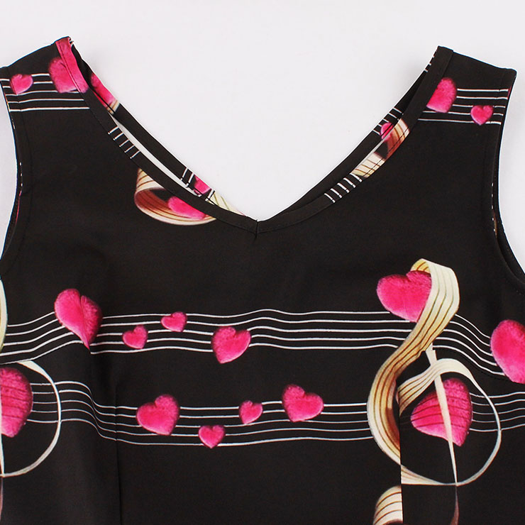 Vintage Dresses for Women, Cocktail Party Dress, Vintage Sleeveless Tank Dresses, A-line Cocktail Party Swing Dresses, Floral Print Vintage Dress, V Neck Vintage Dress, #N15787