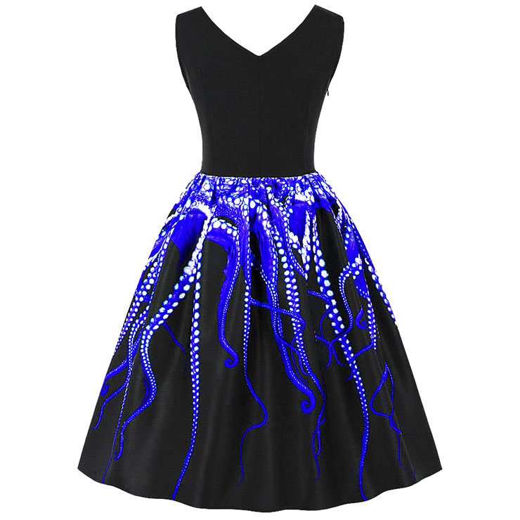 1950s Vintage Tank Dresses, Vintage Dresses for Women, Cocktail Party Dress, Vintage Sleeveless Tank Dresses, A-line Cocktail Party Swing Dresses, 3D Digital Printed Vintage Dress, V Neck Vintage Swing Dress, #N16486