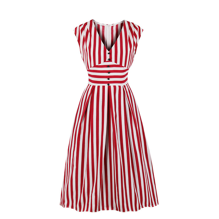 red and white swing dress