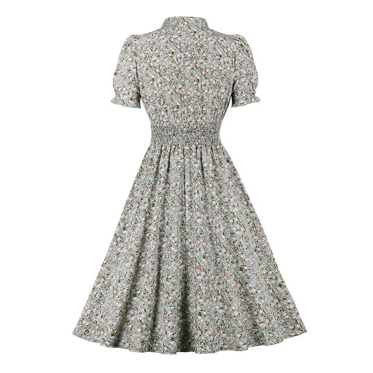 Retro Floral Print Dresses for Women 1960, Vintage 1950