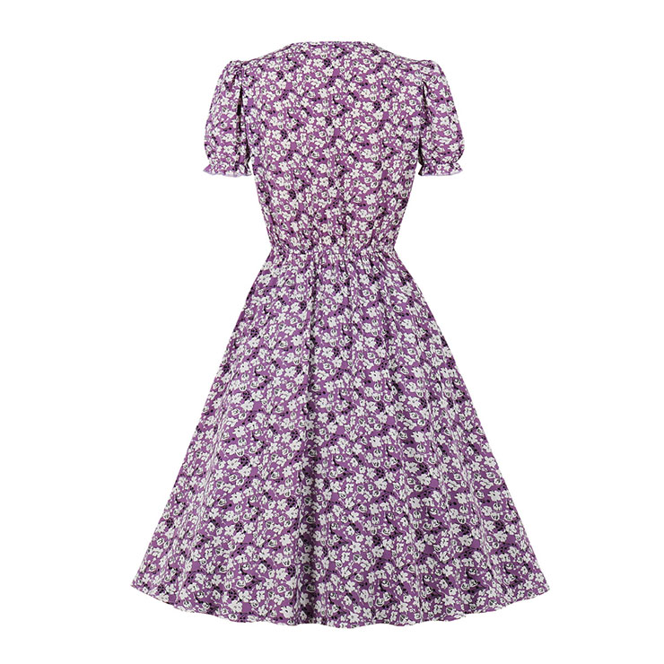 Retro Floral Print Dresses for Women 1960, Vintage 1950