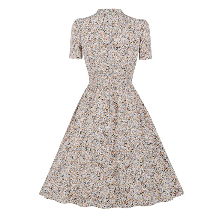 Retro Floral Print Dresses for Women 1960, Vintage 1950