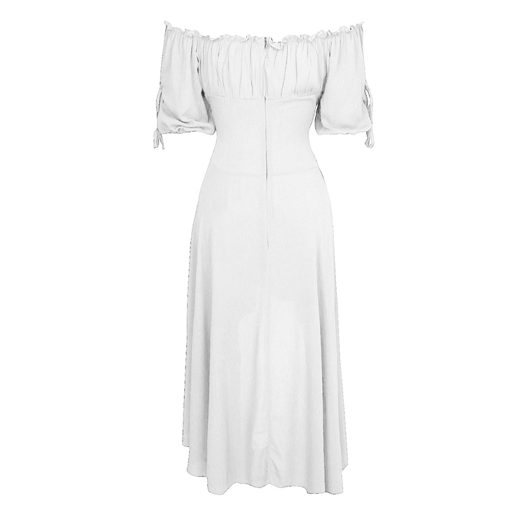 Vampire White Dress, Gothic Dresses for Women, Cocktail Party Dress, Halloween Party Dress, Vintage Half Sleeve Swing Dresses, Sexy Off-shoulder Dresses, Halloween Vampire Dress, Gothic High Low Dress, #N18686