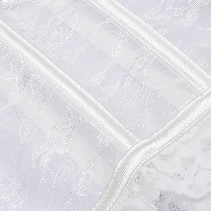 corset, bustier, white lace, back lace - up, boned, sweetheart neckline, scalloped trim, bridal, wedding, party, layering, feminine, vintage, cropped, lingerie - inspired #N23925