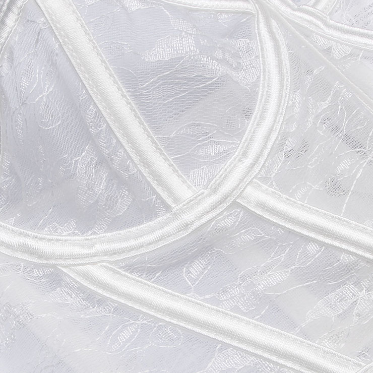 corset, bustier, white lace, back lace - up, boned, sweetheart neckline, scalloped trim, bridal, wedding, party, layering, feminine, vintage, cropped, lingerie - inspired #N23925
