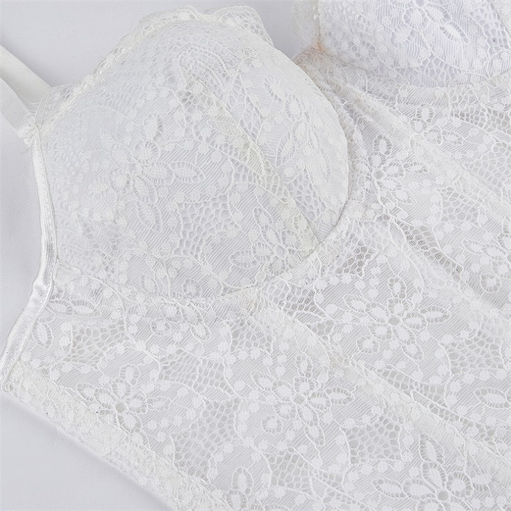 white corset top, sheer mesh corset, lace bustier, boned bodice, adjustable spaghetti straps, front clasp top, lingerie inspired top, women