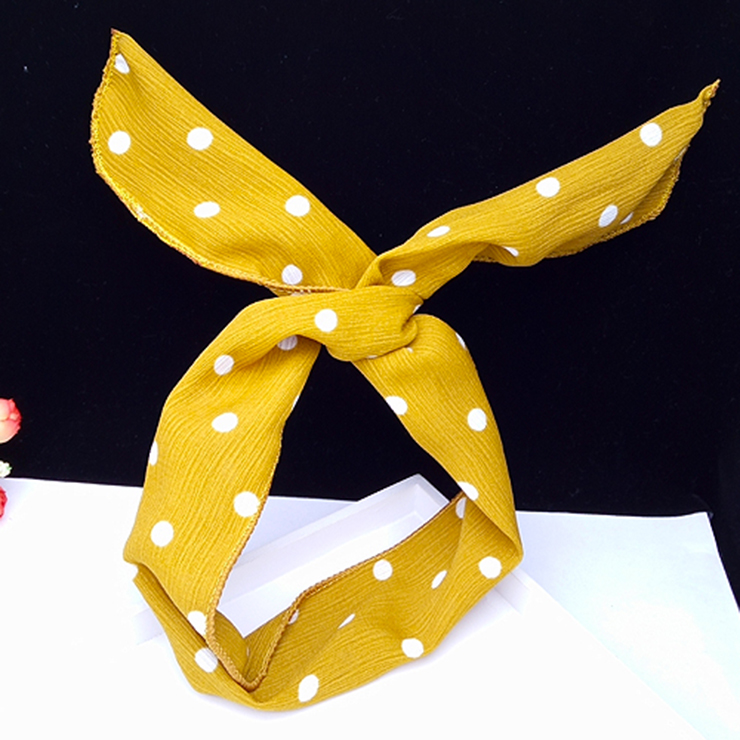 Vintage Womens Polka Dots Wired Bow Twist Headband J14674