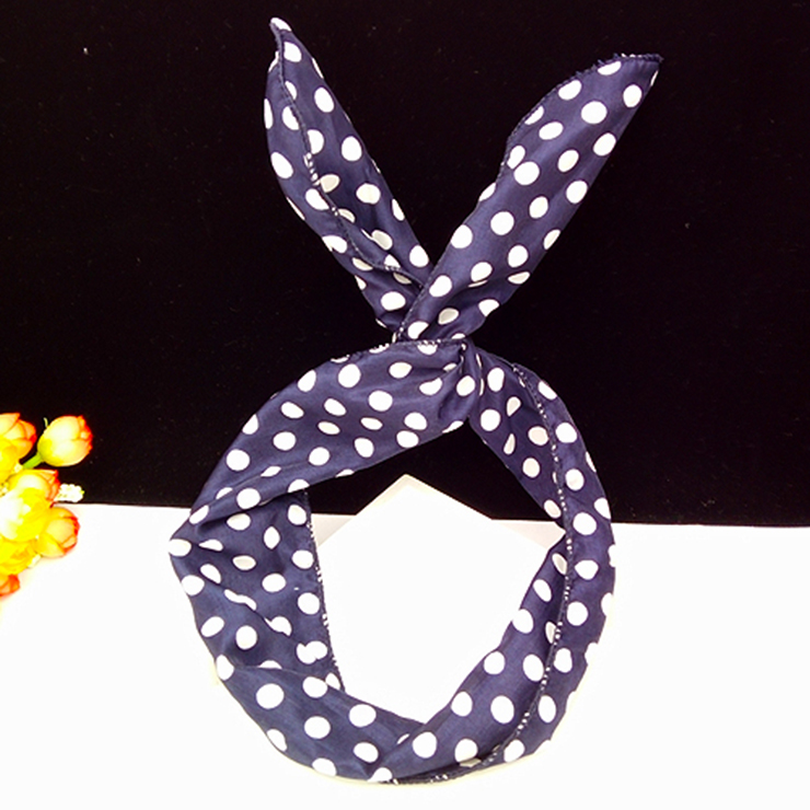 Vintage Womens Polka Dots Wired Bow Twist Headband J14675