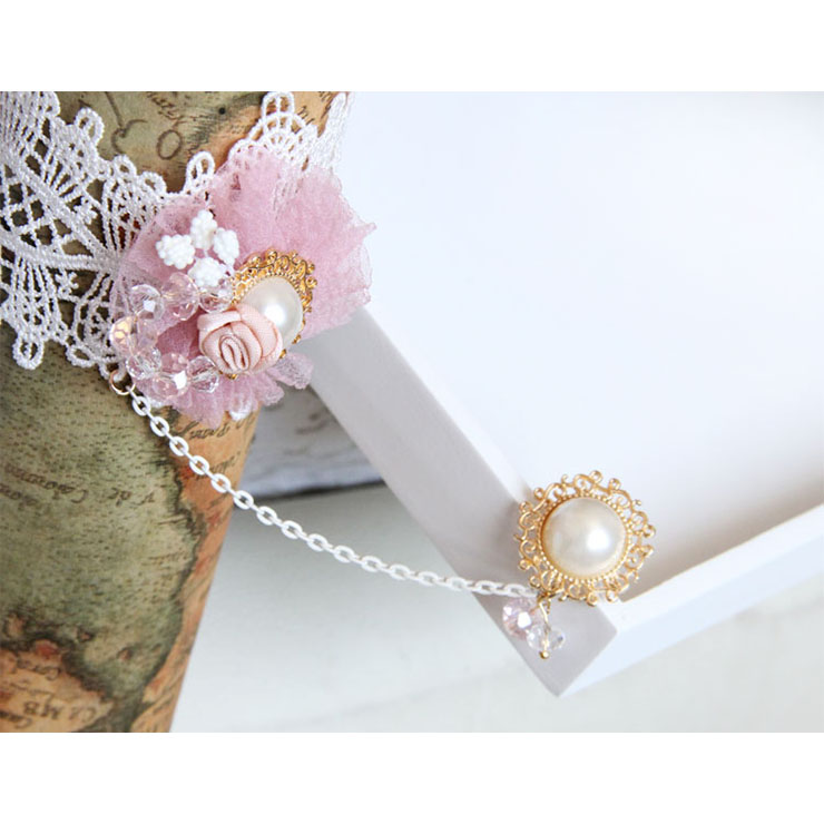 Vintage Bracelet, Vintage Olivet Bracelet, Cheap Wristband, Pink Gauze Flower  Bracelet, Victorian Bracelet, Gothic Wristband, Bracelet with Ring, #J18059