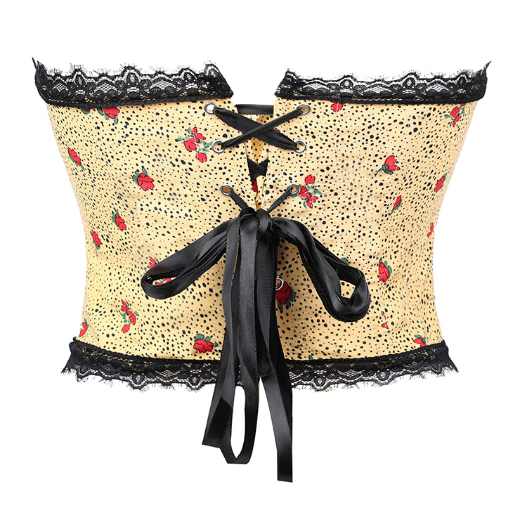 vintage corset, strapless bustier, polka dot lingerie, floral bustier, black lace trim, front tie corset, waist cincher, retro shapewear, adjustable bustier, cream corset top, romantic lingerie, layering piece, burlesque style, women