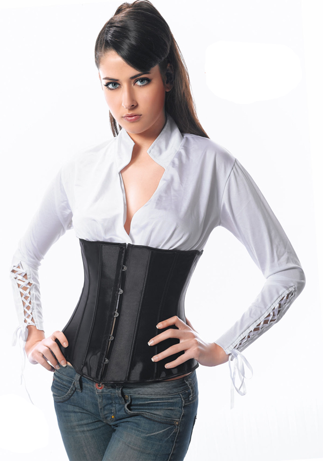 Black satin corset, satin underbust corset, Black corset, #N2408