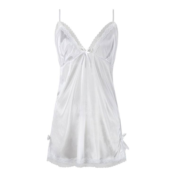 Sexy White Shoulder Strap Lace Babydoll Nightgown Sleepwear Night Dress ...