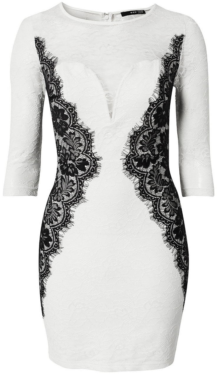 Round Collar Lace Splicing Color Dress, Elegant Full Lace Dress, Double-Deck Lace Dress, Sexy See-through Mini Dress, White Lace Mini Dress, #N7593