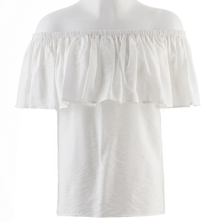 Sexy Summer Casual White Ruffle Off Shoulder Blouse N14788