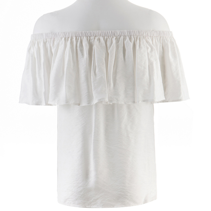 Sexy Summer Casual White Ruffle Off Shoulder Blouse N14788