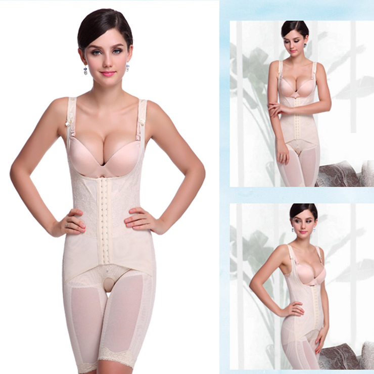 Sexy Apricot Lace Body Shaper, Cheap Mid Thigh Full Shapewear, Hot Sale Hook and Eye Closure Body Shaper, #N10673