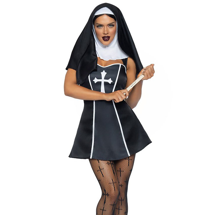 Nun Role Play Costume, Adult  Halloween Costume, Naughty Nun Halloween Costume, Sexy Nun Costume, Wonmen
