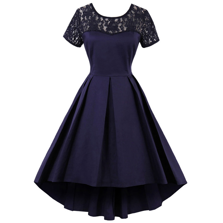 Women's Vintage Summer Lace High-low Ruffled Dress N13060